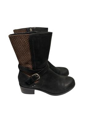 UGG Australia Lula Mae Nubuck Midcalf Ankle Leather Boots Black Brown 8.5
